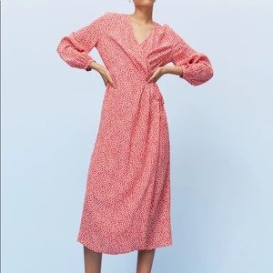 H&M Floral Midi Wrap Dress